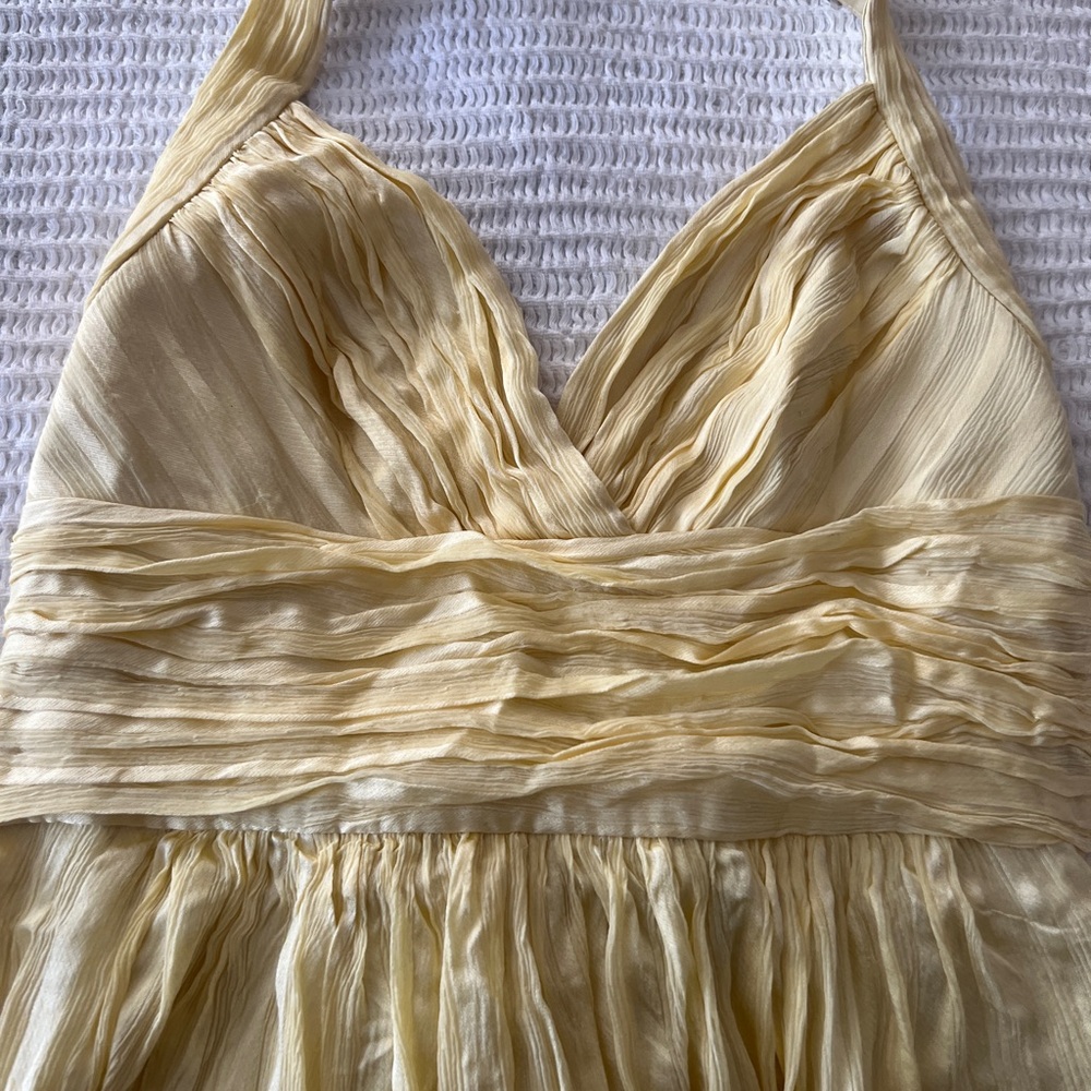 BCBGMaxAzria Yellow Lime Silk Dress - Size 6 - Picture 2 of 7